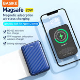 BASIKE 5000mAh 20W MagSafe Wireless Power Bank with 15W Fast Wireless Charging and PD QC 3.0 Support for iPhone Samsung Huawei